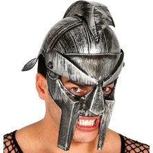 Ynt İthalat Gladyatör Savaş Kaskı Miğferi Ince Başlık Gümüş Renk