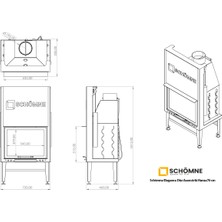 Schömne Şömine Düz Açık Asansörlü Çelik Şömine Haznesi 70 cm