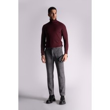 Braccas Straight Fit Ekose Pantolon Gri Ekose