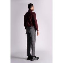 Braccas Straight Fit Ekose Pantolon Gri Ekose