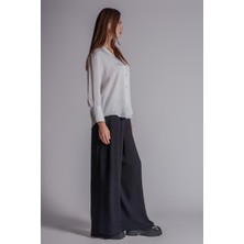 Kadın Yandan Cepli Beli Lastikli Relaxed Fit Pantolon Siyah