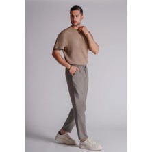 Braccas Erkek Yandan Cepli Beli Lastikli Keten Dokulu Relaxed Fit Jogger Pantolon Haki