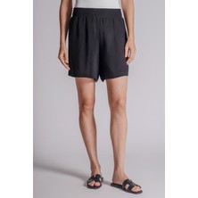 Kadın Beli Lastikli Jogger Şort Siyah