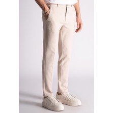 Braccas Yan Lastikli Slim Fit Chino Pantalon Bej