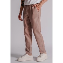 Braccas Erkek Yandan Cepli Beli Lastikli Keten Dokulu Relaxed Fit Jogger Pantolon Vizon