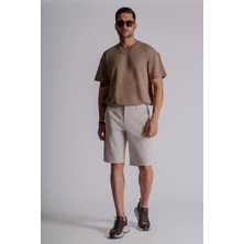 Braccas Erkek Yandan Cepli Klasik Bel Slim Fit Chino Şort Bej