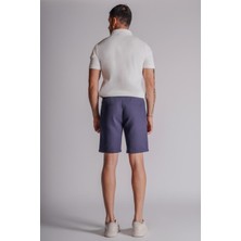 Braccas Erkek Yandan Cepli Beli Lastikli Keten Dokulu Relaxed Fit Jogger Şort Lacivert