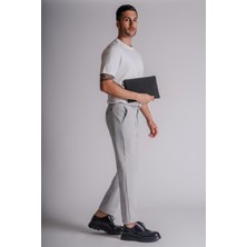 Braccas Erkek Yandan Cepli Beli Lastikli Slim Fit Chino Pantolon Gri
