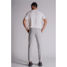 Braccas Erkek Yandan Cepli Beli Lastikli Slim Fit Chino Pantolon Gri