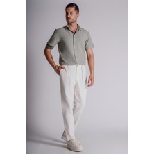 Braccas Erkek Yandan Cepli Beli Lastikli Keten Karışımlı Relaxed Fit Ekru