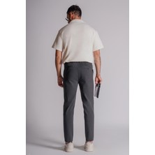 Braccas Erkek Yandan Cepli Beli Lastikli Relaxed Fit Chino Pantolon Antrasit
