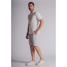 Braccas Erkek Yandan Cepli Klasik Bel Slim Fit Chino Şort Gri