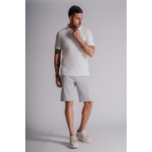 Braccas Erkek Yandan Cepli Klasik Bel Slim Fit Chino Şort Gri
