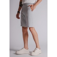 Braccas Erkek Yandan Cepli Klasik Bel Slim Fit Chino Şort Gri