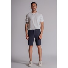 Braccas Erkek Yandan Cepli Klasik Bel Slim Fit Chino Şort Lacivert