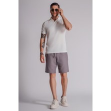 Braccas Erkek Yandan Cepli Beli Lastikli Keten Dokulu Relaxed Fit Jogger Şort Antrasit