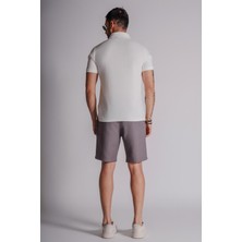Braccas Erkek Yandan Cepli Beli Lastikli Keten Dokulu Relaxed Fit Jogger Şort Antrasit