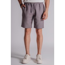 Braccas Erkek Yandan Cepli Beli Lastikli Keten Dokulu Relaxed Fit Jogger Şort Antrasit