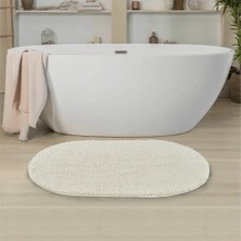Eurobano Soft Shaggy Oval Halı Krem Renkli Kaymaz Taban ile Şık Salon Dekorasyonu Yıkanabilir