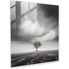 Painted Anarchy Fırtınalı Ağaç Cam Baskı - Fırtına, Cam Duvar Sanatı, Modern Sanat, Minimalist, 30X30