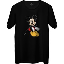 Çakılap Mickey Mouse Baskılı Tişört Unisex, Premium Kalite (Rgl-Çf)