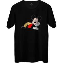 Çakılap Mickey Mouse Baskılı Tişört Unisex, Premium Kalite (Rgl-Çf)