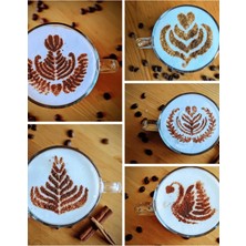 Pixel Store Elite Coffee Stencil & Barista Şablonu - 5'li Elite Paket Kahve Süsleme Şablonu