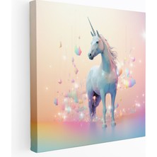 Painted Anarchy Tek Boynuzlu At Kanvas Tablo - Çağdaş Dijital Duvar Sanatı - Tek Boynuzlu At, Kanvas Tablo, Dijital Sanat Çalışması, Minimalist Siluet, 30X30