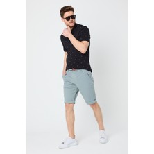 Wise Erkek Duman Pamuklu Kemer Hediyeli Yandan Cepli Relaxed Fit Kapri Şort
