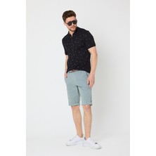 Wise Erkek Duman Pamuklu Kemer Hediyeli Yandan Cepli Relaxed Fit Kapri Şort