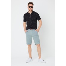 Wise Erkek Duman Pamuklu Kemer Hediyeli Yandan Cepli Relaxed Fit Kapri Şort