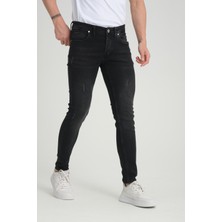 OneZero Erkek Skinny Fit  Antrasit Düğmeli Destroy Tırnaklı Jean