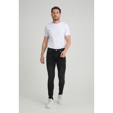 OneZero Erkek Skinny Fit  Antrasit Düğmeli Destroy Tırnaklı Jean