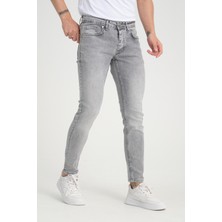 OneZero Erkek Açık Kar Yıkama Gri Skinny Fit Düğmeli