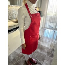 Dery Collection Kırmızı Şef Mutfak Önlüğü 10 Adet çıtçıtlı