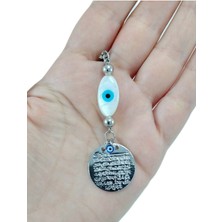 Biuti Metal Ayetel Kürsi Nazar Boncuğu Araba Dikiz Ayna Süsü El Yapımı Lüks Aksesuar Oval Sedef Boncuklu