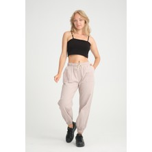 Twenty3 Twenty3 Kadın Basic Beli Ve Paçası Lastikli Rahat Kalıp Gabardin Kumaş Jogger Pantolon