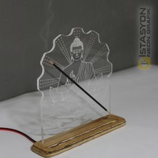 Buddha Işıklı Tütsülük /  Gece Lambası / Yoga Dekoratif Tütsülük / Işıklı Buda / Ambians Işığı
