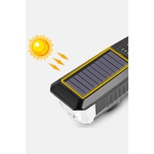 Greathings Solar Güneş Enerjili USB ile Şarj Edilebilir 3 Mod Ledli Bisiklet Feneri Kornalı ve Su Geçirmez Far