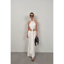 Black Fashion Önden Bağlamalı Saten Bluz