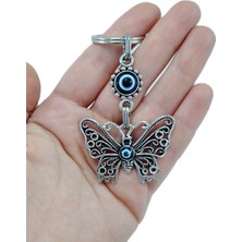 Biuti Nazar Boncuğu Anahtarlık Metal Kelebek Figürü Hediyelik Aksesuar