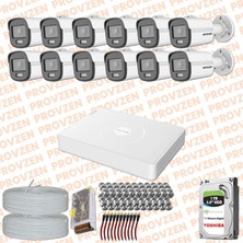 Provzen Hikvision Colorvu Gece Renkli 12 Kameralı Set 1 Tb HDD