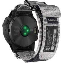 Garmin Tactix 7 Amoled Edition / Tactix 7 Pro / Quickfit 26MM Saat Kayışı Naylon Etiket Bilek Bandı - Gri (Yurt Dışından)