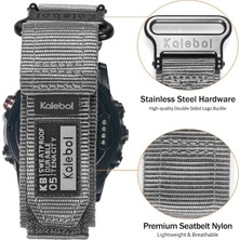 Garmin Tactix 7 Amoled Edition / Tactix 7 Pro / Quickfit 26MM Saat Kayışı Naylon Etiket Bilek Bandı - Gri (Yurt Dışından)