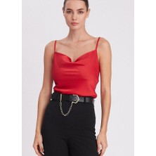 Alya Ns Butik Mat Saten Ince Askılı Bluz