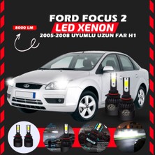 Furens Ford Focus 2 2005-2008 Uzun Far Uyumlu Şimşek Etkili Led Xenon Light Series H1