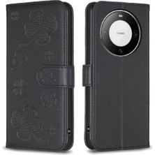 SZY Mall Huawei Mate 60 Pro Için Flip Case Artı Çok Renkli Yonca Çiçek Cüzdan Pu (Yurt Dışından)