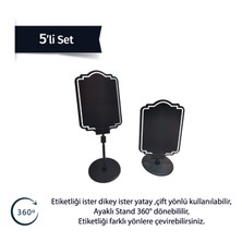 Damga Market 5 Adet Siyah Pvc Fiyat Etiketleri Silinebilir,yeniden Yazılabilir, Yuvarlak Ayaklı Pvc LEVHA,8CMX12CM