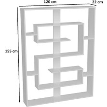 Aden Home Beyaz Dekoratif Kitaplık, Çok Amaçlı Raf, %100 Mdf Kitaplık, Mutfak Banyo Rafı