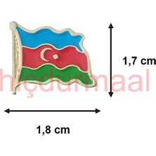 Hiçdurmaal Dalgalı Azerbaycan Bayrağı Tasarımlı Gold Renk 1 Adet Metal Rozet